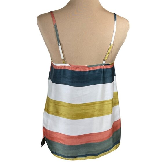 Mystree Tank Top Blouse Sleeveless Stripe Orange Green Size S Small - Picture 3 of 6